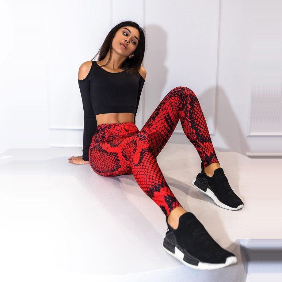 Women Snake Printed Fitness Leggings