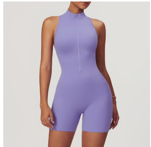 Fitness Yoga Backless Zipper Jumpsuit