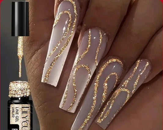 5ML Champagne Gold Glitter Liner Nail Polish