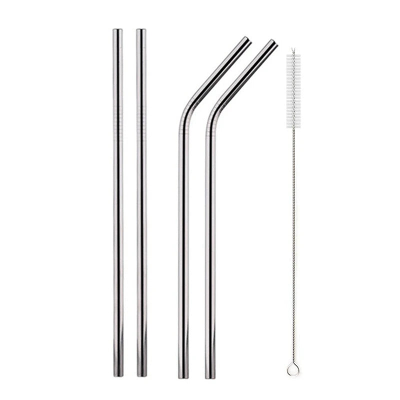 Rainbow Color Reusable Metal Straws Set