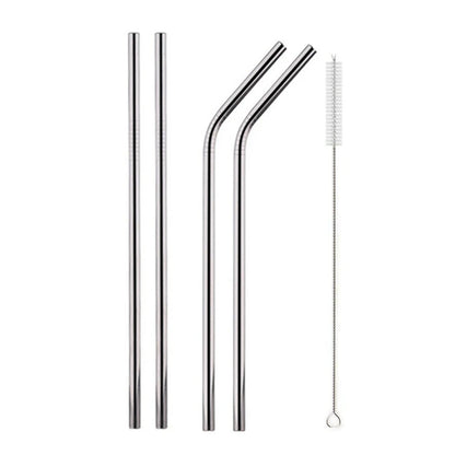 Rainbow Color Reusable Metal Straws Set