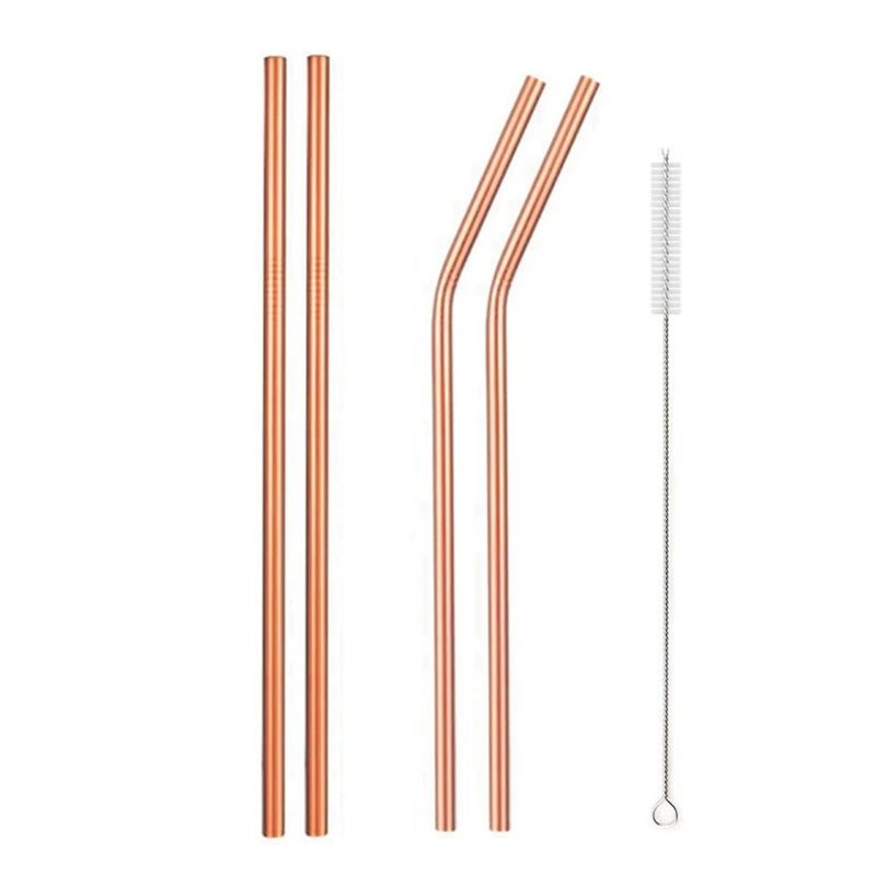 Rainbow Color Reusable Metal Straws Set