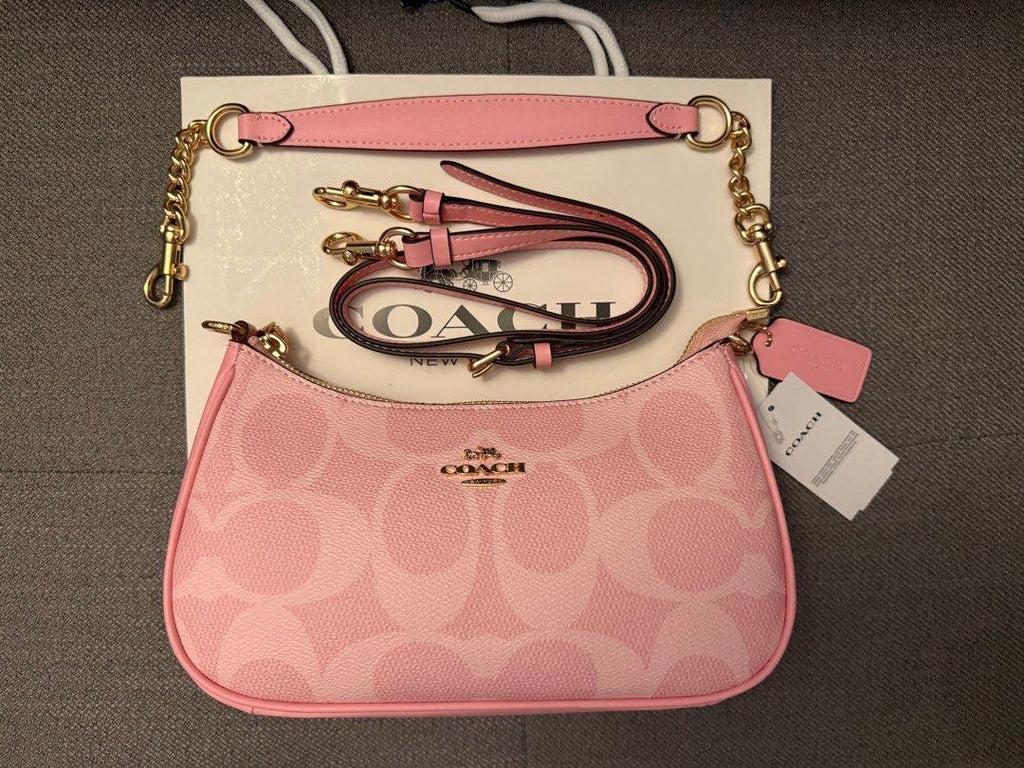 NWT Coach Teri Shoulder Bag in Signature Canvas CAL51/CV933 Powder Pink Crossbody PurseNWT Coach Teri Shoulder Bag in Signature Canvas CAL51/CV933 Powder Pink Crossbody Purse