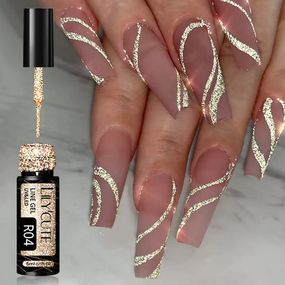 5ML Champagne Gold Glitter Liner Nail Polish