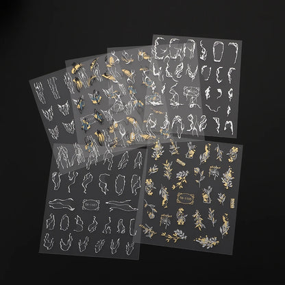 Metal Line 3D Nail Stickers