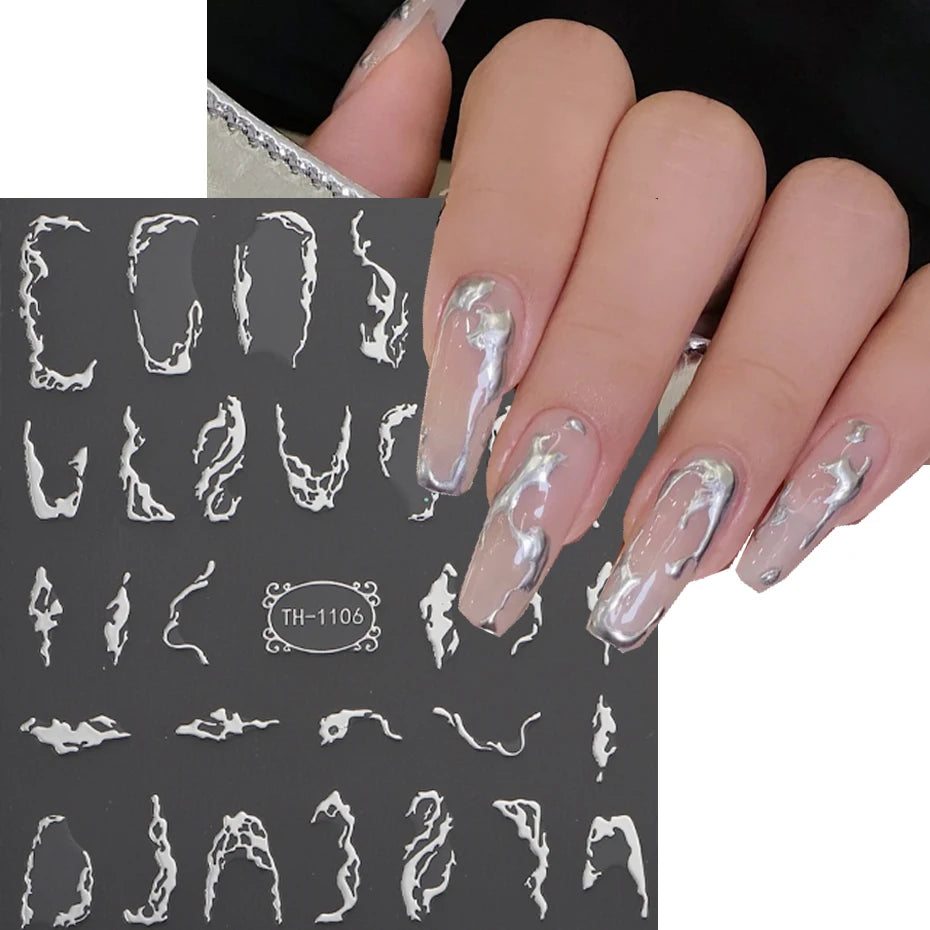 Metal Line 3D Nail Stickers