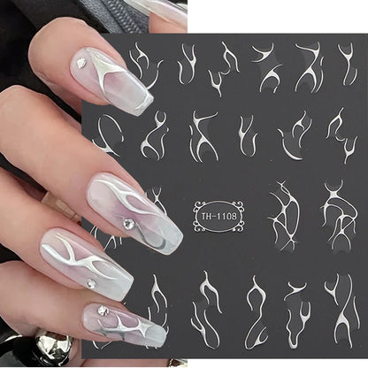 Metal Line 3D Nail Stickers