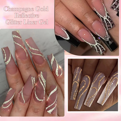 5ML Champagne Gold Glitter Liner Nail Polish