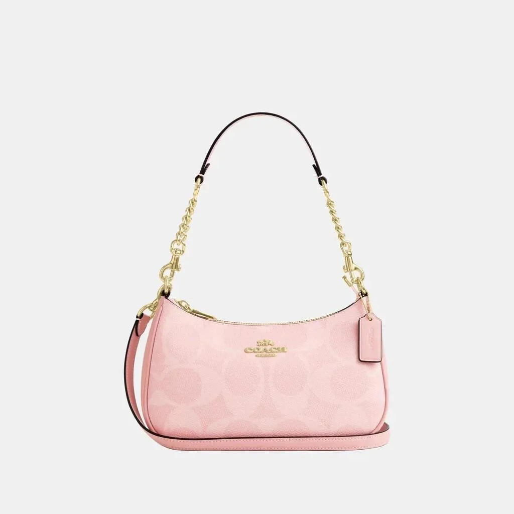 NWT Coach Teri Shoulder Bag in Signature Canvas CAL51/CV933 Powder Pink Crossbody PurseNWT Coach Teri Shoulder Bag in Signature Canvas CAL51/CV933 Powder Pink Crossbody Purse